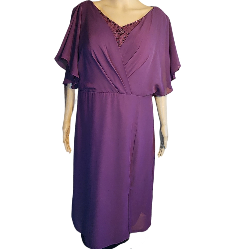 Mother of Bride Groom Dress Purple Womens Size 18 W